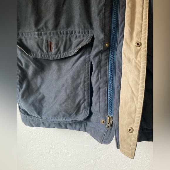 Vintage LL Bean Parka Chore Coat Wool Lined Navy Plaid Full Zip Hunting Barn - Picture 5 of 16